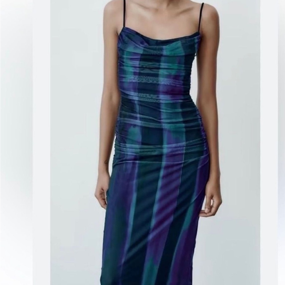 NWT Zara tulle Blue and Purple Maxi Slip Dress